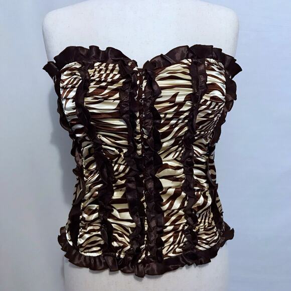 Check Me First NWT Brown and Taupe Zebra Print Bustier Women Various - Picture 4 of 13